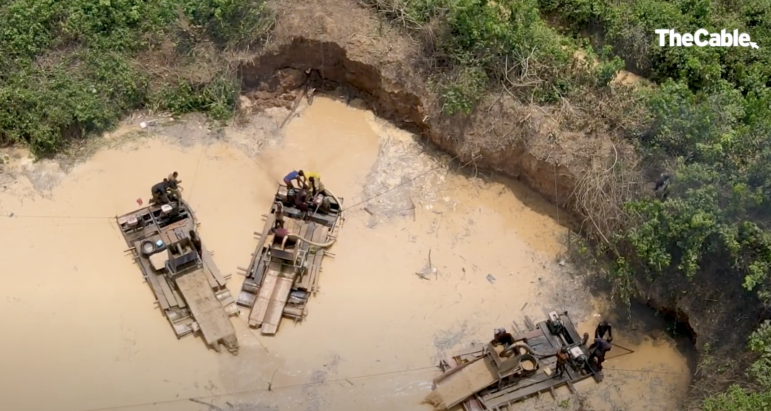 Drone footage of an illegal gold mining site on Nigeria's Osun River, the subject of the first episode of Anu Adelakun's investigation into water scarcity and pollution in Nigeria